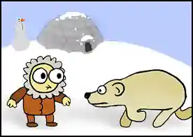 Soğuk havalar eskimonun tüm hayvanlarının buz tutmasını sağlar nehirde kaybolup gitmeden onları kurtar